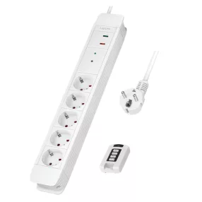   Logilink Aljzat 5-ös + távirányító 2, 5x CEE 7/3, 1,5 m, fehér (LPS402)
