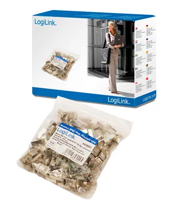 LogiLink CAT-5 8P8C Moduláris csatlakozó, árnyékolt, aranyozott, 100db (MP0003)