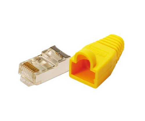 Logilink CAT-5 Moduláris csatlakozó, árnyékolt, törésgátlóval 100db, sárga