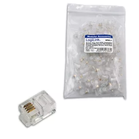   LogiLink RJ10 moduláris csatlakozó, 4P4C, árnyékolatlan, 100 db (MP0017)