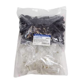   Logilink RJ45 moduláris csatlakozó, Cat.6, árnyékolatlan, fekete tartó, 100 db (MP0024)