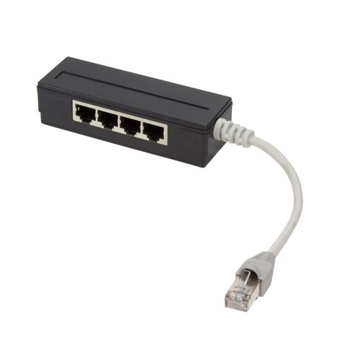 LogiLink Passzív RJ45 elosztó, 4 portos, árnyékolt, 15 cm-es kábellel, fekete