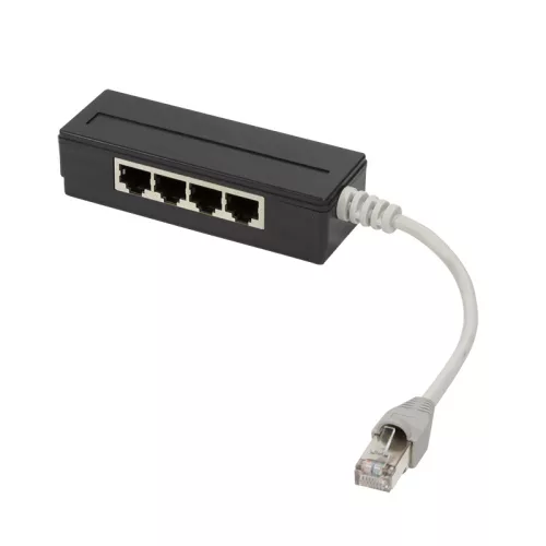 LogiLink Passzív RJ45 elosztó, 4 portos, árnyékolt, 15 cm-es kábellel, fekete (MP0032)