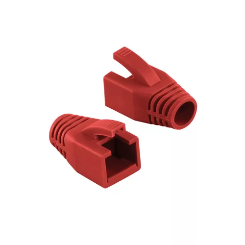 Logilink RJ45 feszültségmentesítő védőburkolat, 8 mm, piros, 50 db (MP0035R)