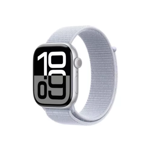 Apple Watch Series 10 GPS 46mm ezüst színű alumíniumtok, fakókék sportpánt (MWWN3)