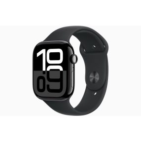   Apple Watch Series 10 GPS 46mm kozmoszfekete alumíniumtok, fekete sportszíj M/L méret (MWWQ3QH/A)