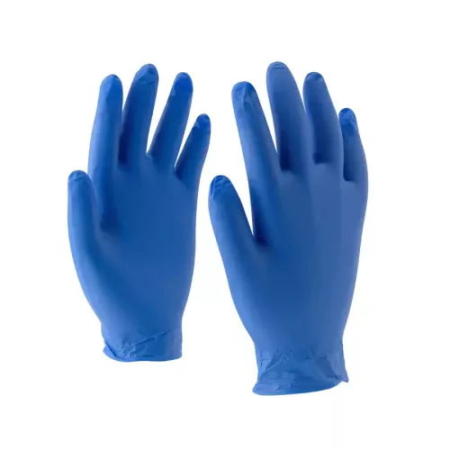 Egyszerhasználatos púdermentes nitril kesztyű, 100 db / 1 doboz (kék, L) (NITRIL-KESZTYU-KEK-L)