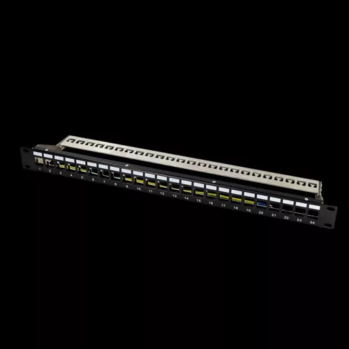 Logilink 9" Patch panel 24 keystone jack csatlakozóhoz, hátsó kábelkezelővel (NK4058)