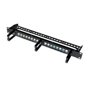   Logilink 19" Keystone Panel 16 portos, árnyékolt, 3 kábelkezelő gyűrűvel (NK4077)