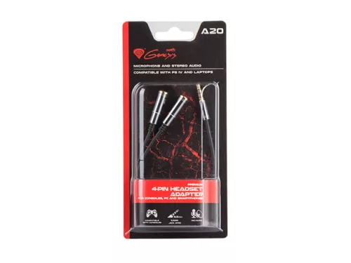Genesis A20 Premium 4-PIN headset adapter PS4, PC és okostelefonokhoz