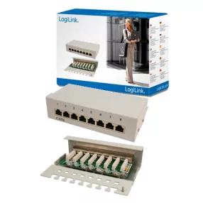   LogiLink Cat.6 Patch Panel 8 portos árnyékolt, asztali, világosszürke (NP0016A)