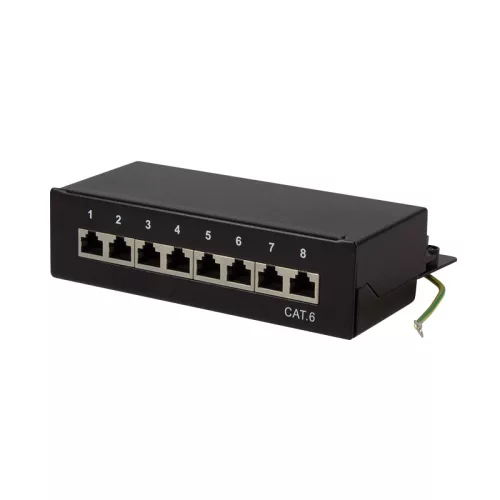 Logilink Cat.6 Patch Panel 8 portos árnyékolt, asztali, fekete (NP0017B)