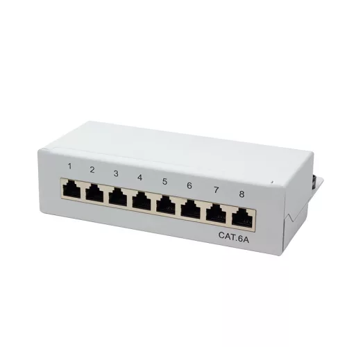 Logilink Cat.6A Patch Panel 8 portos árnyékolt, asztali, világosszürke (NP0018)