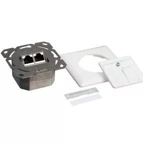   LogiLink Cat.6 fali aljzat 2xRJ45 árnyékolt, hátlappal, fehér (NP0039A)