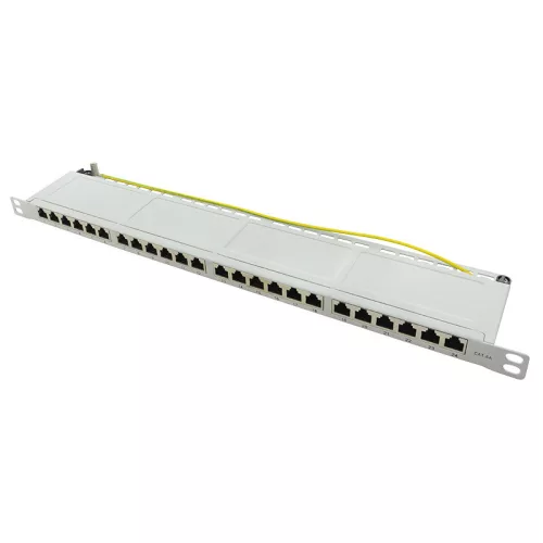 Logilink Cat.6A patch panel 24-port STP, szürke, fél egység magasságú (NP0062)