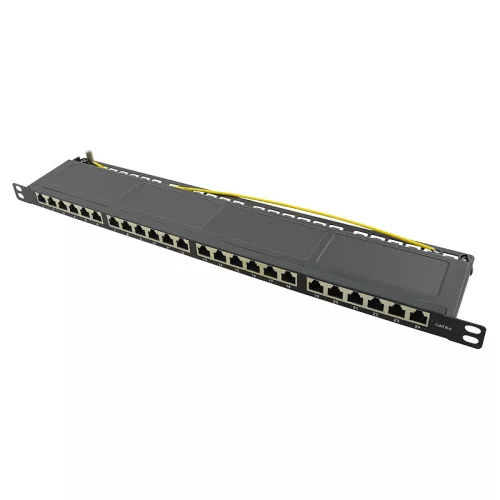 Logilink Cat.6A Patch Panel 24-port STP, fekete, fél egység magasságú (NP0063)