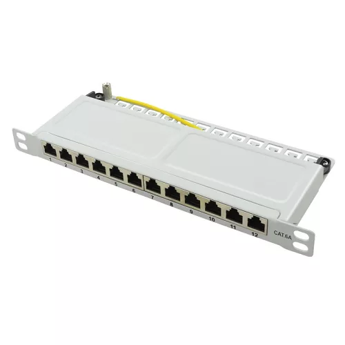 Logilink Cat.6A Patch Panel 12-port 10", STP, fél egység magasság, szürke (NP0065)