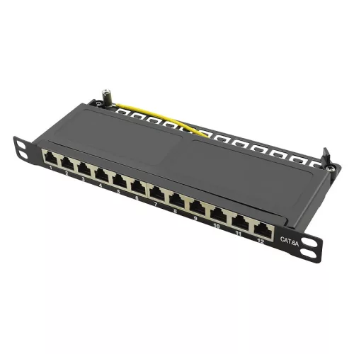 Logilink Cat.6A Patch Panel 12-port 10", STP, fél egység magasság, fekete (NP0066)