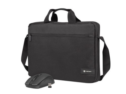 Natec Wallaroo 2 15.6" Laptop táska + vezeték nélküli egér - fekete