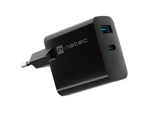 Natec Ribera 1xUSB-A 1xUSB-C 65W fali töltő fekete