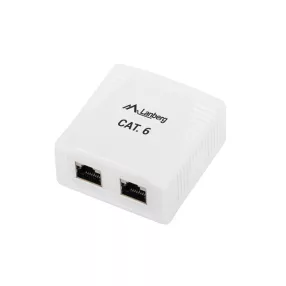   LANBERG FELÜLETRE SZERELHETŐ DOBOZ CAT.6 FTP ÁRNYÉKOLT 2X RJ45 FEHÉR