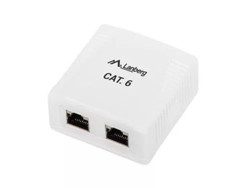 LANBERG FELÜLETRE SZERELHETŐ DOBOZ CAT.6 FTP ÁRNYÉKOLT 2X RJ45 FEHÉR