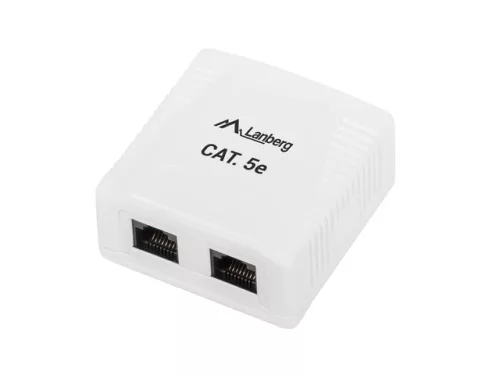 LANBERG FELÜLETRE SZERELHETŐ DOBOZ CAT.5E UTP ÁRNYÉKOLATLAN 2X RJ45 FEHÉR