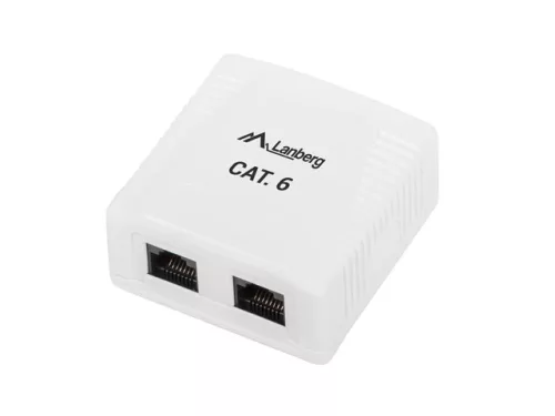 LANBERG FELÜLETRE SZERELHETŐ DOBOZ CAT.6 UTP ÁRNYÉKOLATLAN 2X RJ45 FEHÉR