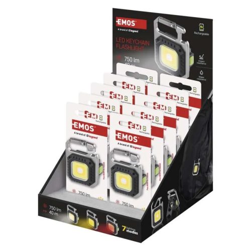 Emos P4714 Újratölthető mini LED-es zseblámpa - kulcstartó, 750 lm, kínáló dobozban