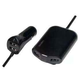   LogiLink USB autós töltő első és hátsó üléshez, 2x2 USB port, 2x 1 (PA0149)