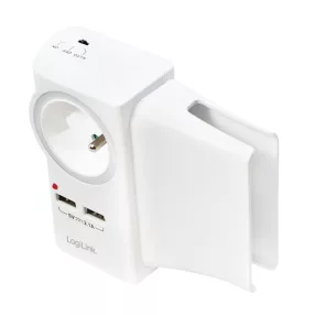   LogiLink Aljzatadapter telefontartóval, 1x CEE 7/5 (FR) + 2x USB-A (PA0166)