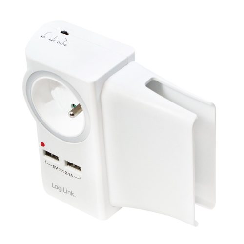 LogiLink Aljzatadapter telefontartóval, 1x CEE 7/5 (FR) + 2x USB-A