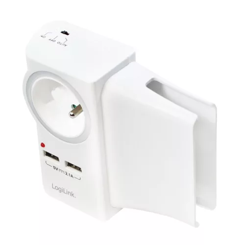 LogiLink Aljzatadapter telefontartóval, 1x CEE 7/5 (FR) + 2x USB-A (PA0166)