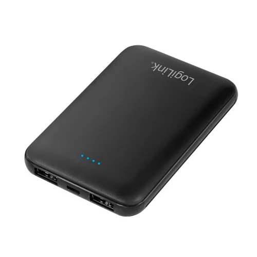 Logilink Power bank 5000 mAh, 2x USB-A, vékony, fekete (PA0202)