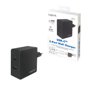   Logilink USB hálózati adapter, 1x USB-C port (PD) és 1x USB-A port, 65 W (PA0213)