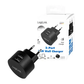   Logilink USB aljzat adapter, 2x USB port a gyorstöltéshez, 10,5 W (PA0218)