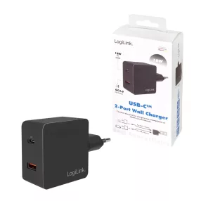   Logilink Aljzatadapter, 1x USB-C port (PD) és 1x USB-A QC port, 18 W (PA0220)