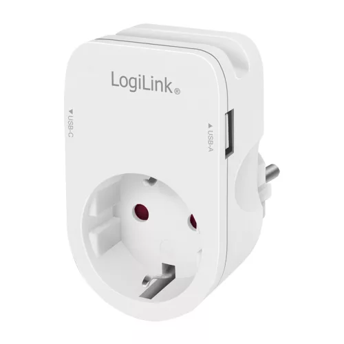 Logilink Aljzatadapter tartóval, 1x CEE 7/3, 1x USB-A, 1x USB-C (PA0259)