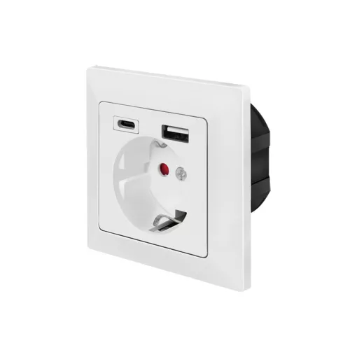 Logilink Fali aljzat, 1x CEE 7/3, 1x USB-A, 1x USB-C (PA0262)