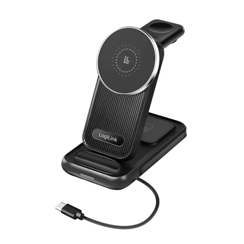 Logilink 4 az 1-ben töltőállomás, Apple MagSafe kompatibilis, max. 20,5 W, fekete (PA0292)