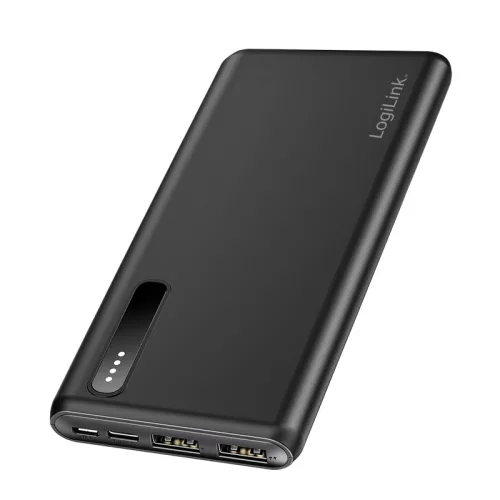 Logilink Power bank 8000 mAh, 2x USB-A, 2 az 1-ben kábel, fekete (PA0311)