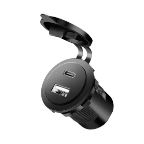   Logilink Dupla autós beépített töltőadapter, 1x USB-A, 1x USB-C, 60 W, fekete (PA0330)