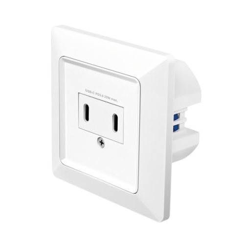 Logilink Fali aljzat, 2x USB-C, 25 W, PD, Beépítési mélység: 35 mm, fehér