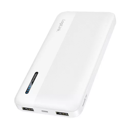 Logilink Powerbank 10 000 mAh, 2x USB-A, USB-C, gyorstöltés funkcióval, fehér (PA0338WRF)
