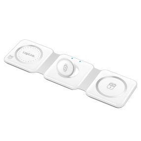   Logilink Összecsukható töltőállomás, 15 W, vezeték nélküli, iPhone, Apple Watch, AirPods készülékekhez, fehér (PA0344)