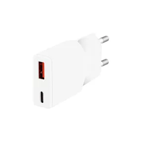   Logilink Dual-USB GaN töltő, 1x USB-C (PD), 1x USB-A (QC), 20 W, fehér (PA0346)