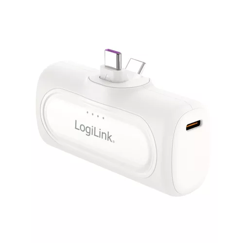 Logilink Kompakt power bank 5000 mAh, 2x USB-C, gyorstöltés funkció, fehér (PA0349W)