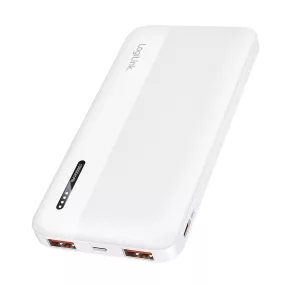   Logilink Mobil Power Bank, LiPo, 10.000 mAh, 2x USB-A + USB-C, PD 20W, fehér