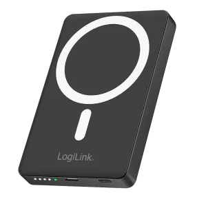   Logilink 10 000 mAh-s Power bank, USB-C + vezeték nélküli töltés, 20 W, állvánnyal, 3,7 Li-Po, fekete