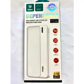   INKAX PB-01A 10.000MAH Power bank LED kijelzővel, USB-C és micro USB port (fehér)